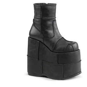 Demonia 7 inch STACK-201 platform black ankle boots size 6 new, vegan leather
